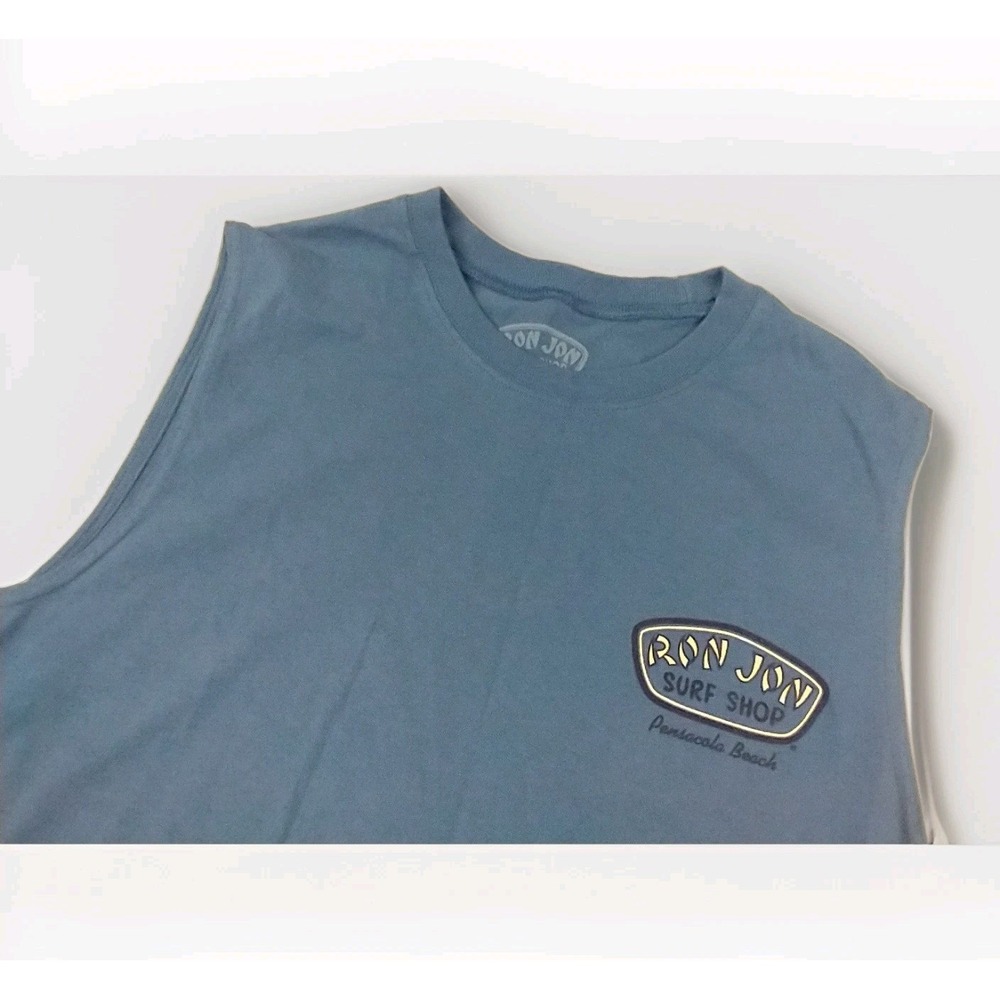 Ron Jon Surf Shop Pensacola Beach Blue Muscle Tank Top Parrot Mullet Mens Small